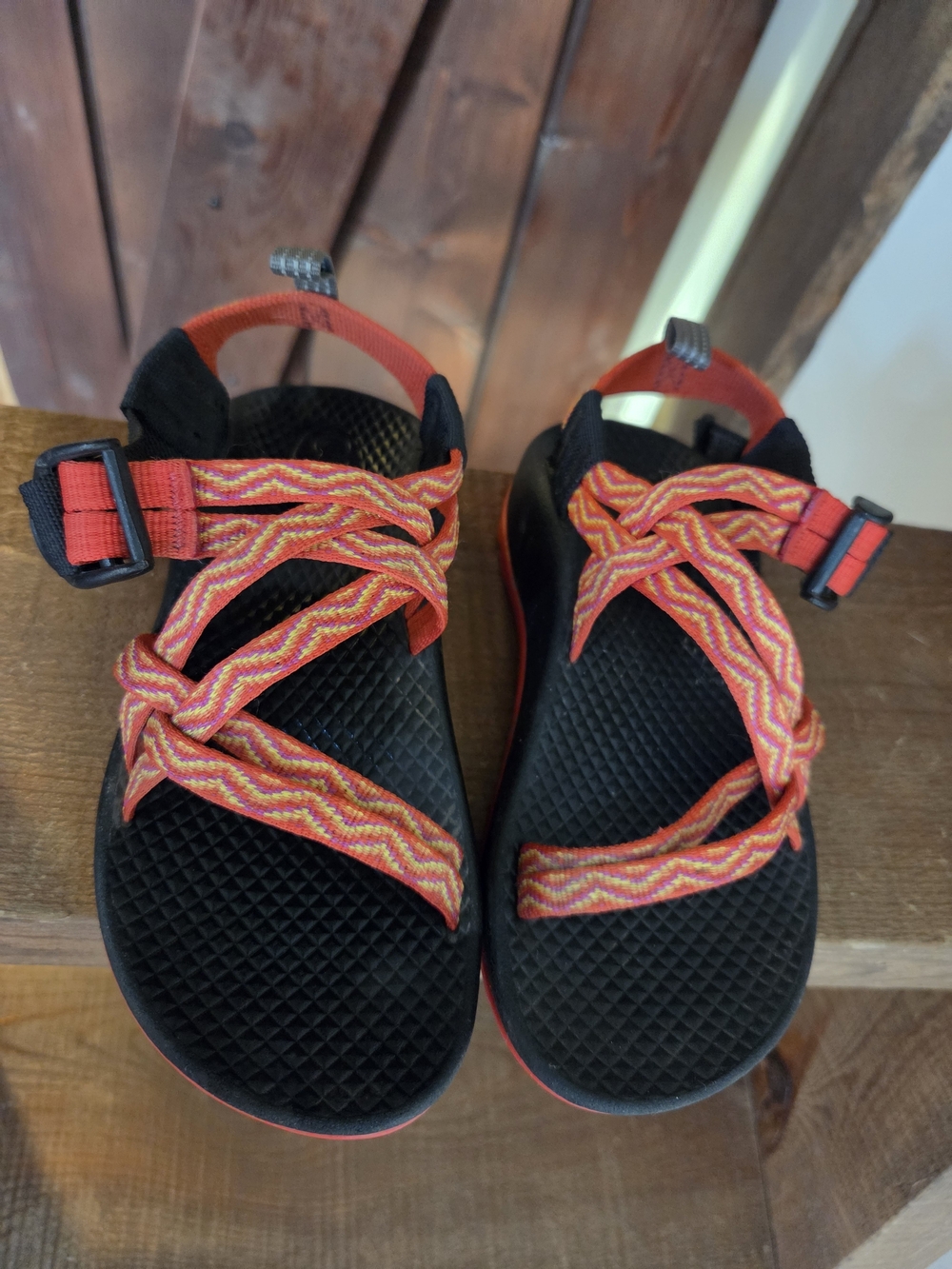 Chaco Kids Orange-Red Patterned Strap Sandals